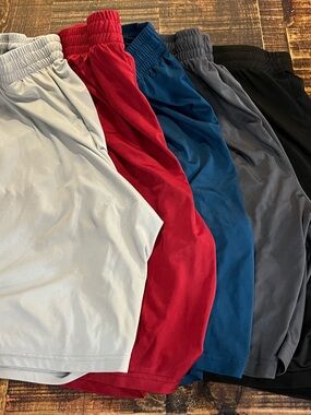 Men's Athletic Shorts - Light Gray,Red,Blue, Charcoal and Black